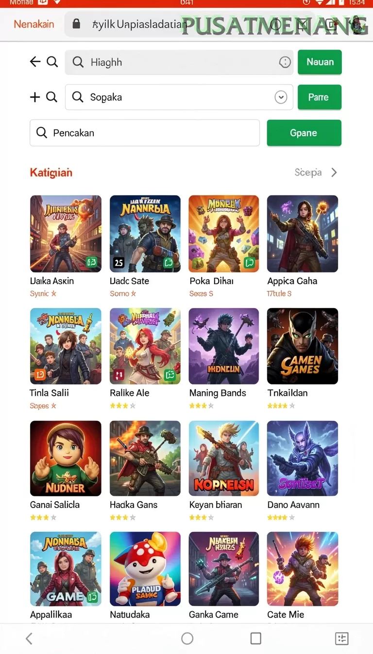 Cuplikan layar CUCUTOTO — menu navigasi
